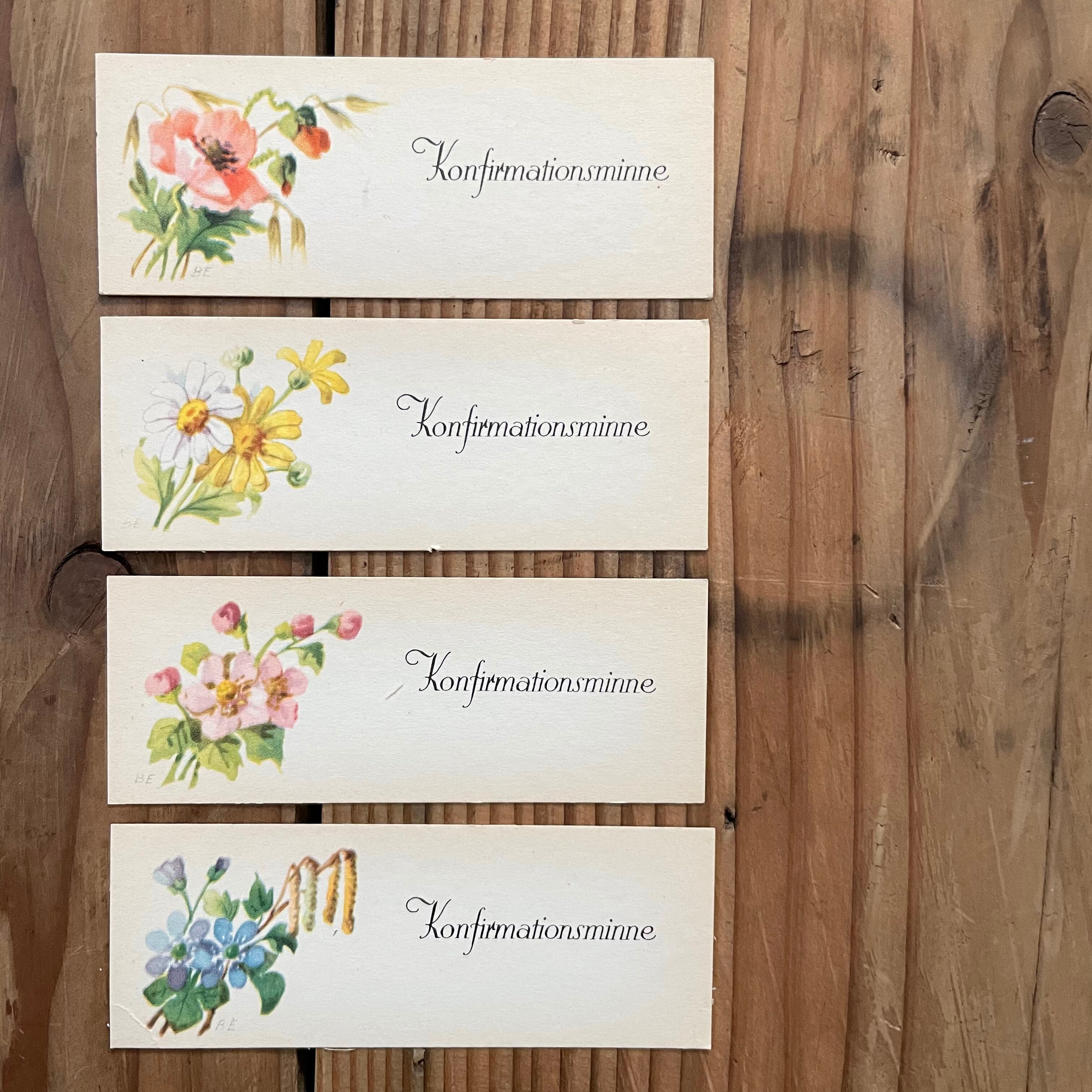 花の小さなカード4枚セット2