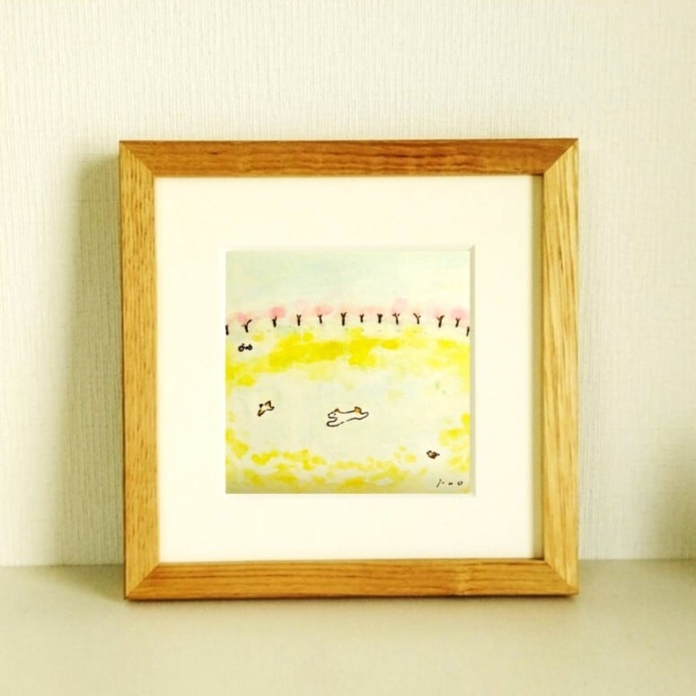 イラスト｜原画「青い星」 ※18角額縁入り 水彩 アクリル 絵画 | 絵と