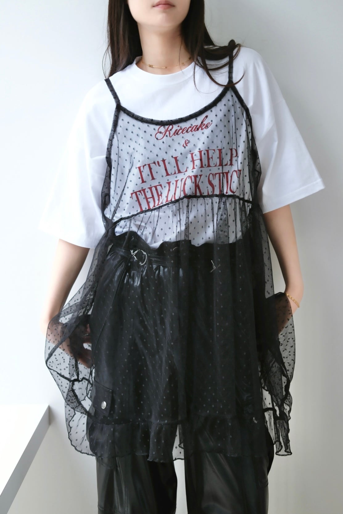 Dot mesh camisole ドットメッシュキャミ Black | planet3rd