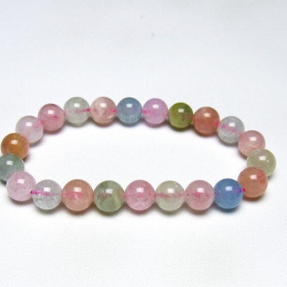 ミックスカラーベリル ブレスレット 9mm 一点物 メール便可 [M便 1/10] 111-48868