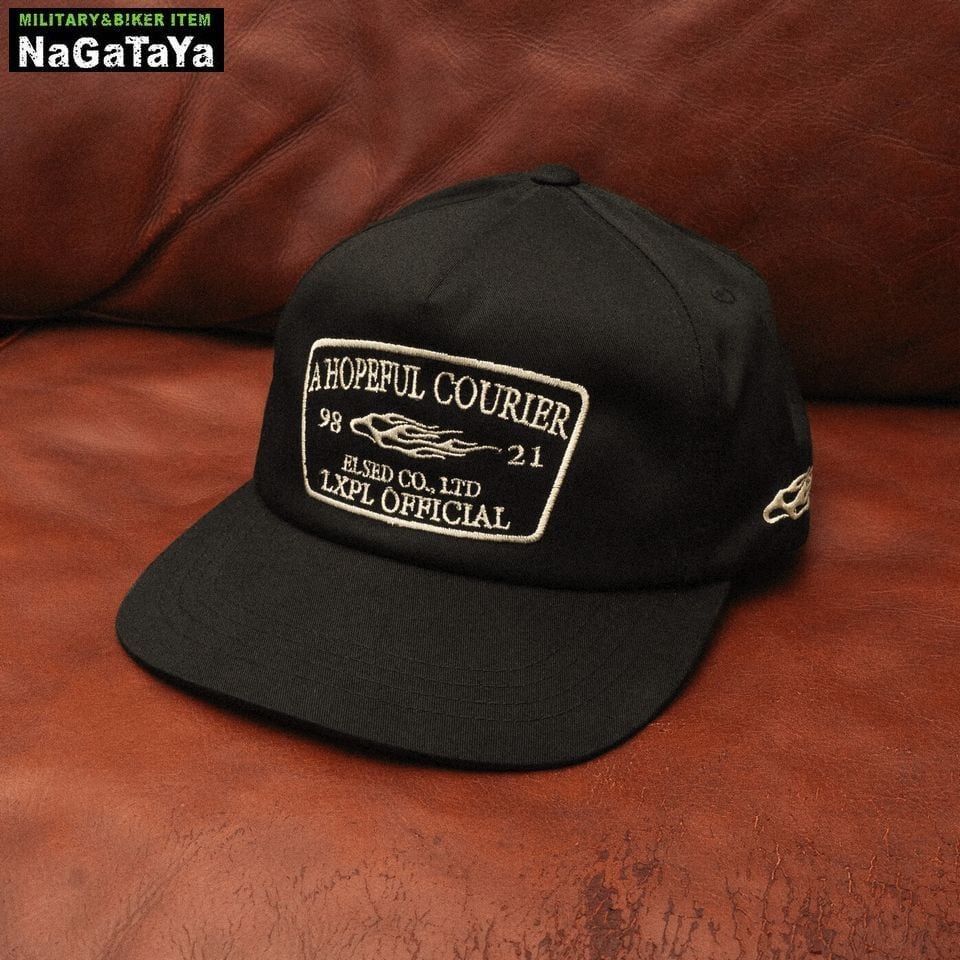 LXPL CAP BG バイカーフレームパッチ トラッカーキャップ ブラック