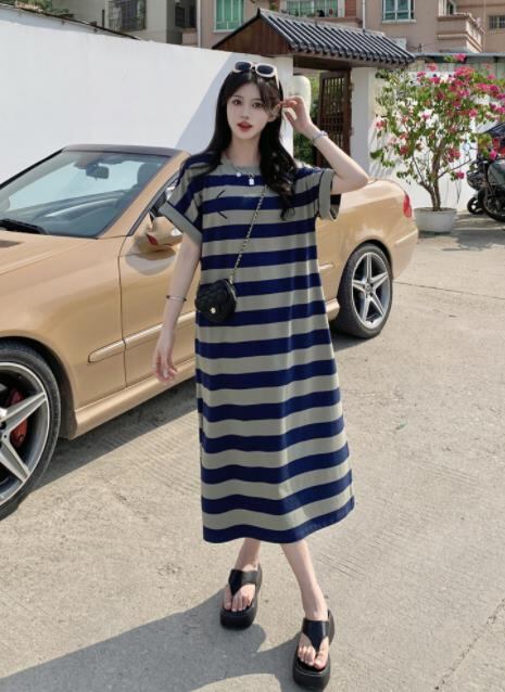 デニムワンピース レディース 春夏 半袖ワンピース ひざ丈 きれいめ