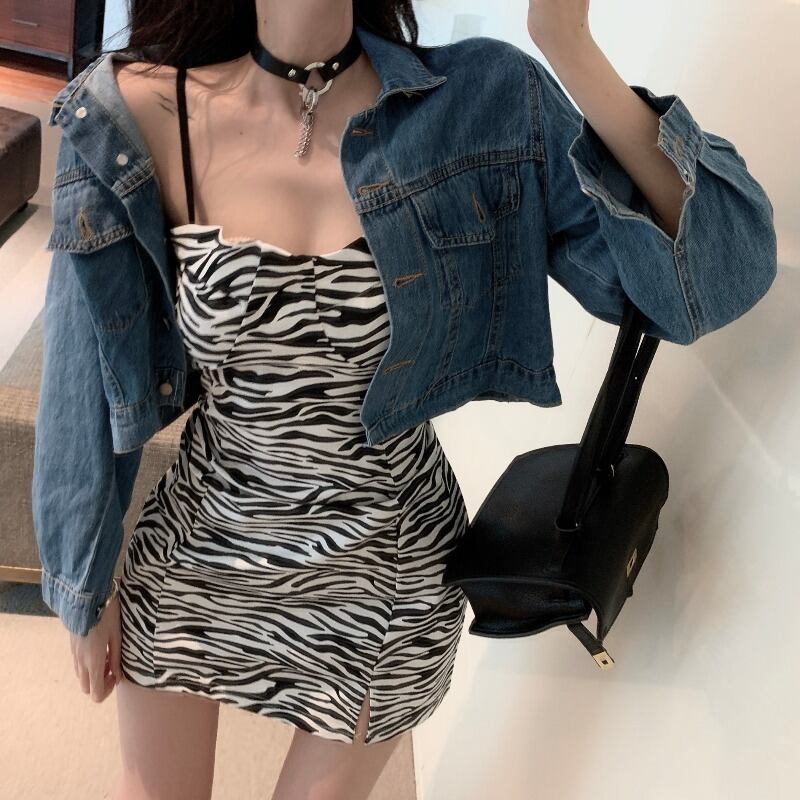 レトロワイルドショート長袖デニムジャケットレディース2020年秋新作ルーズカジュアルトップトレンド ブラックストロベリース27118729696