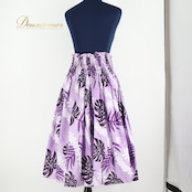 フラダンス 衣装 パウスカート パープル系 OK Hula Factory シングル フラ ダンス モンステラ柄 ティアレ柄 花柄 華やか ハワイアン アロハ スカート ハワイアンプリント 紫 ホワイト系 ブラック系