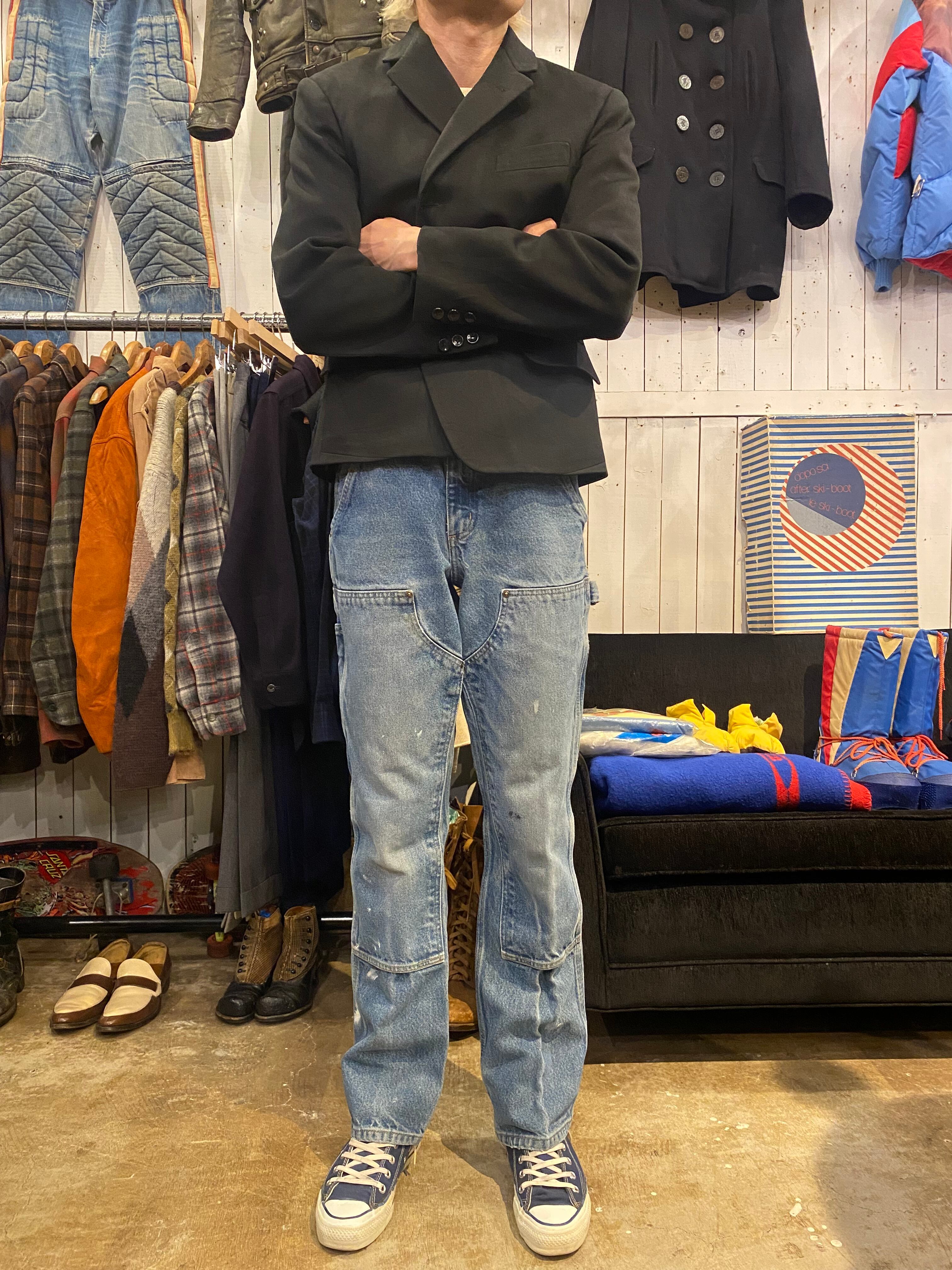 90s 短丈 レザージャケット 本革 好配色 グリーン 古着