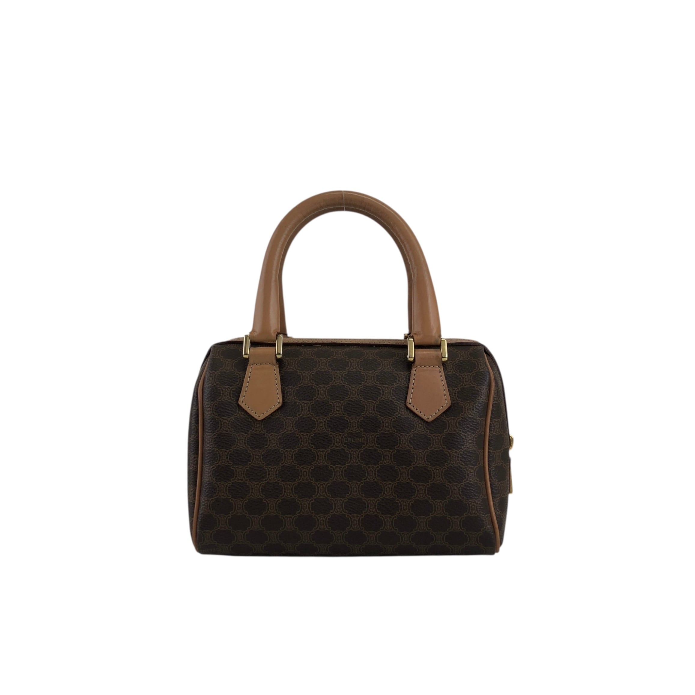 CELINE セリーヌ マカダム ハンドバッグ ブラウン PVC/レザー マイクロ