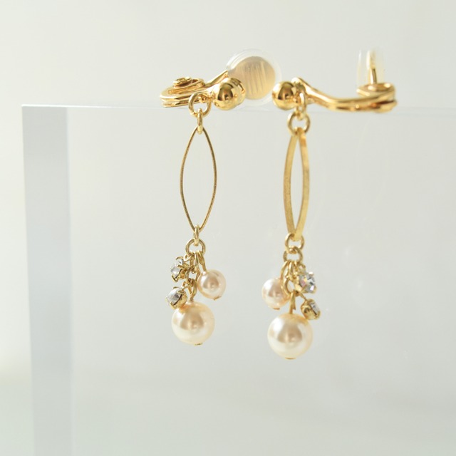 jewel leafパール ゴールド 魔法のイヤリング 痛くない 福耳 日本製 金属アレルギー対応 落ちない シンプル 大人 揺れる 結婚式 セレモニー オケージョン 送料無料