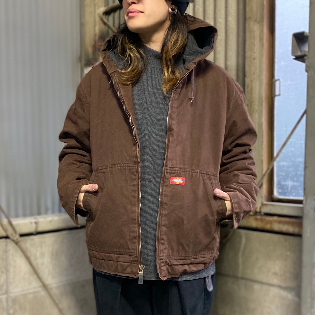 Dickies ディッキーズ フード付き コットンワークジャケット メンズL 