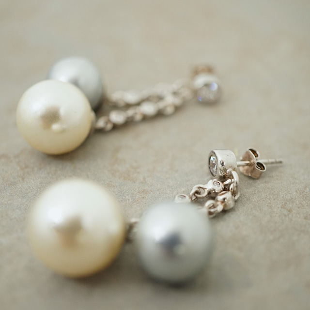 【FRENCH ANTIQUE】SW PEARLS DROP PIERCES