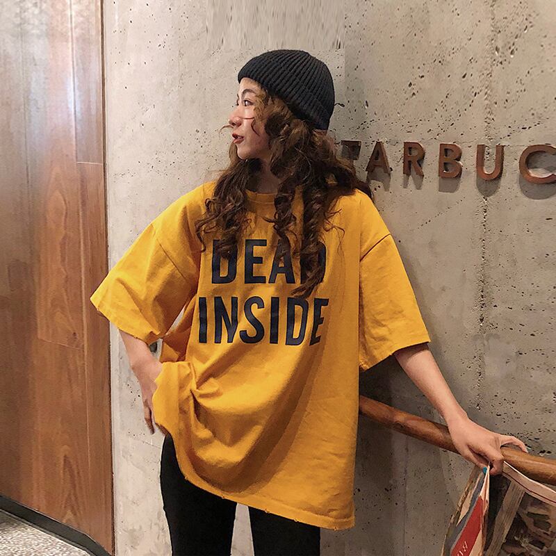 2020年春夏ネットレッドウエスタンレタールーズ半袖Tシャツレディースカジュアルボトムスミッシングイントップスの新バージョン YY-ファッション18631364447