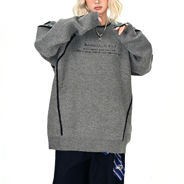 crew neck line knit　クルーネックラインニット　J1367