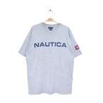 90s ノーティカ USA製 ロゴプリント Tシャツ XCIX 霜降りグレー オールド NAUTICA サイズM 古着 @BZ0245