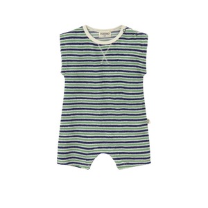 ＜COZMO＞Baby Jumpsuit Corey パイル ストライプ ロンパース（blue green）