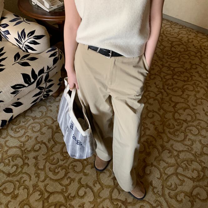 High-waist wide-leg straight silhouette pants 1color A0103