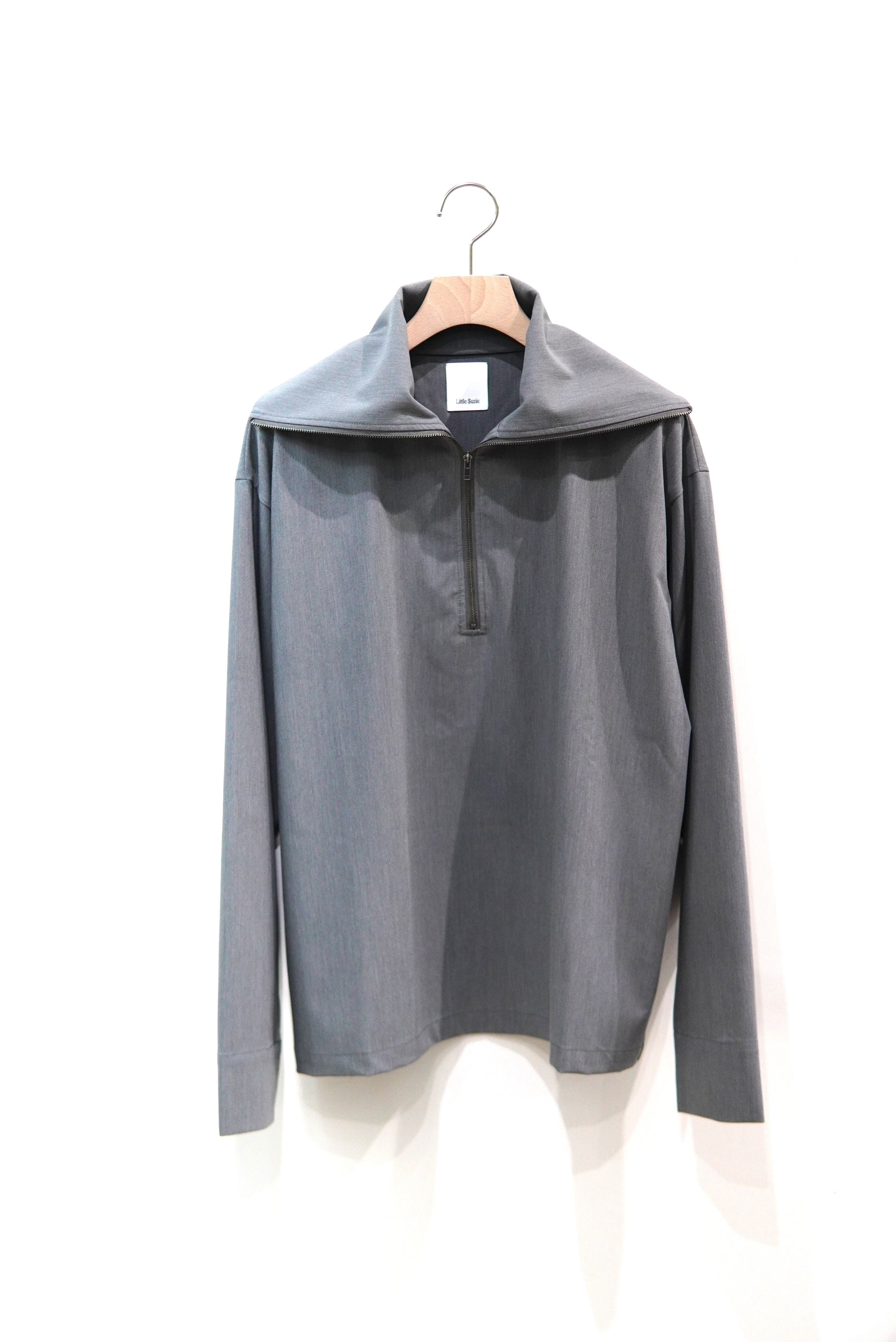 little suzie ジッパー付きリブ編みグレータンクトップ little suzie / COTTON RIB KNIT SLEEVLESS TOP / BLUEGRAY | POETRY