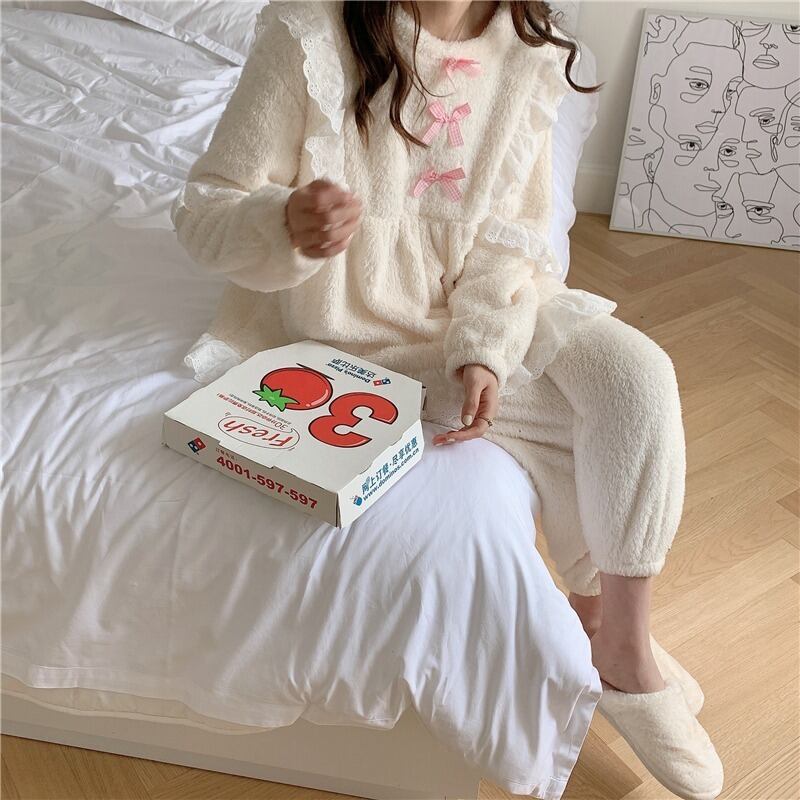 レースコーラルレディースオータムウィンターフランネル ロング 大人ガーリー スウィート キュート カジュアル 秋物 冬物 萌量不足65813906960