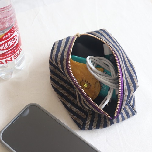 会津木綿 山ポーチ Aizu cotton Mini bag  #492-2