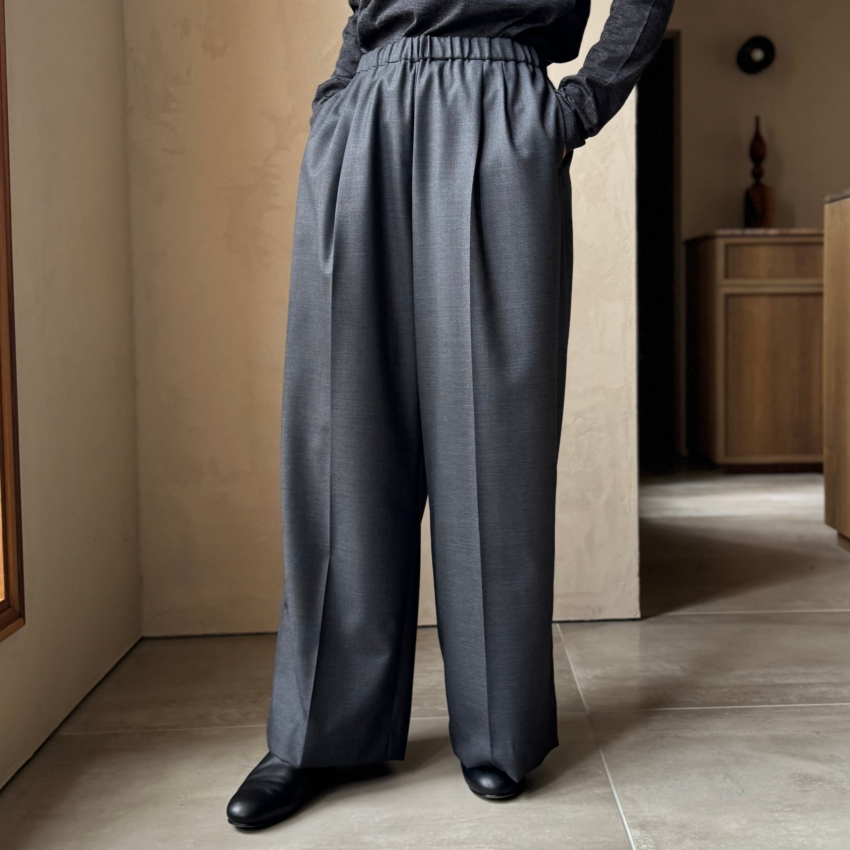 SP |EXTRA FINE MERINO / DRAWSTRING WIDE SLACKS