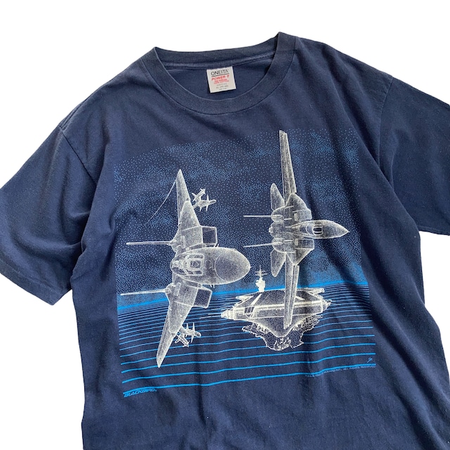 1980's~ F-14 BLACK BIRD トムキャット 戦闘機Tシャツ ONEITA USA製