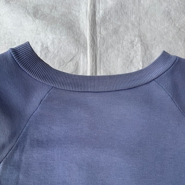 Hanes ヘインズ フラタニティスウェット 半袖 60s HANESPORT フロッキープリント ラベンダーブルー ヴィンテージ古着 L 画像7