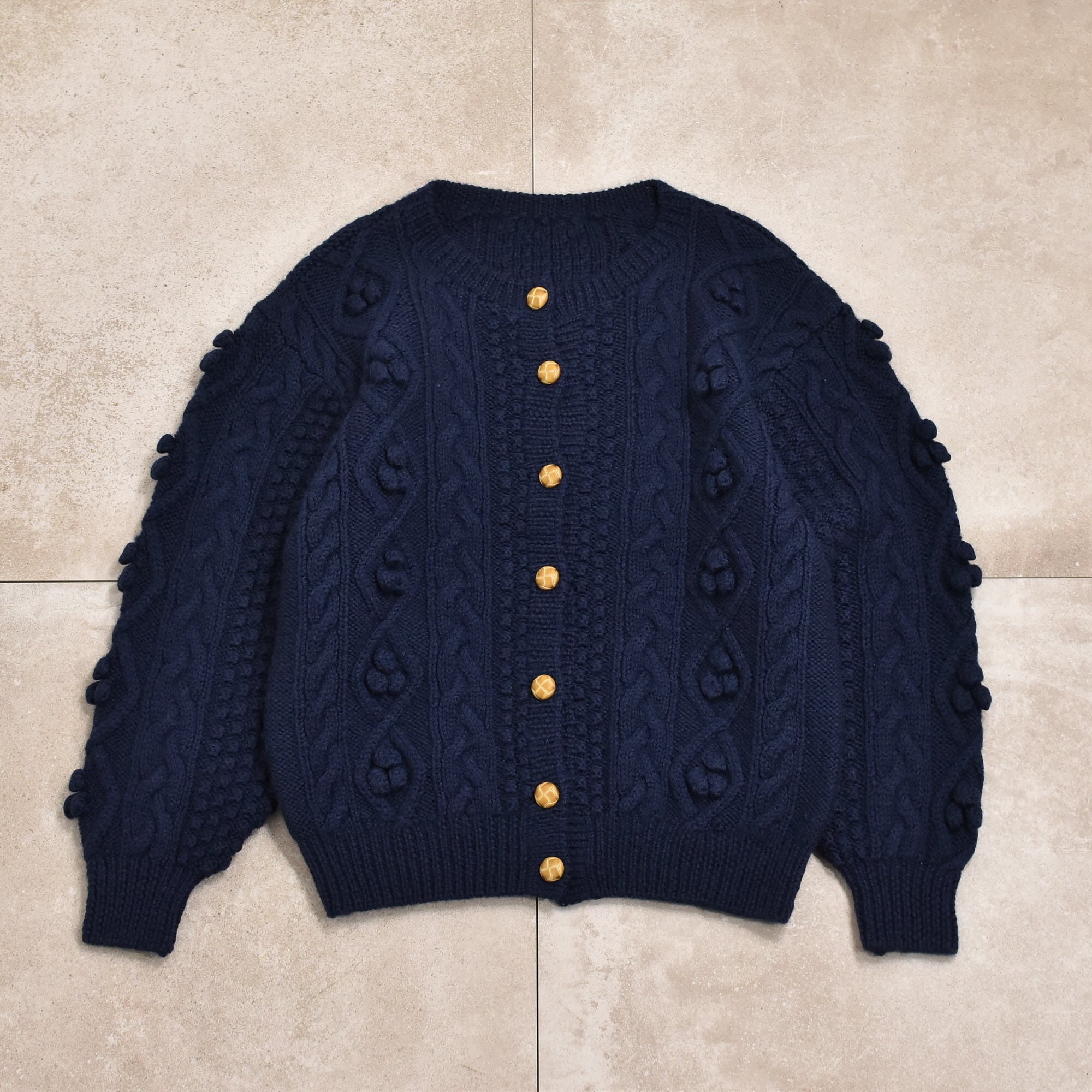 90～00s Aran pattern knit cardigan | 古着屋 grin days memory