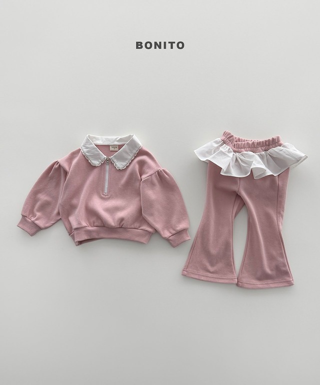 《予約》送料無料【BONITO】Shirring Collar Zip-Up Set