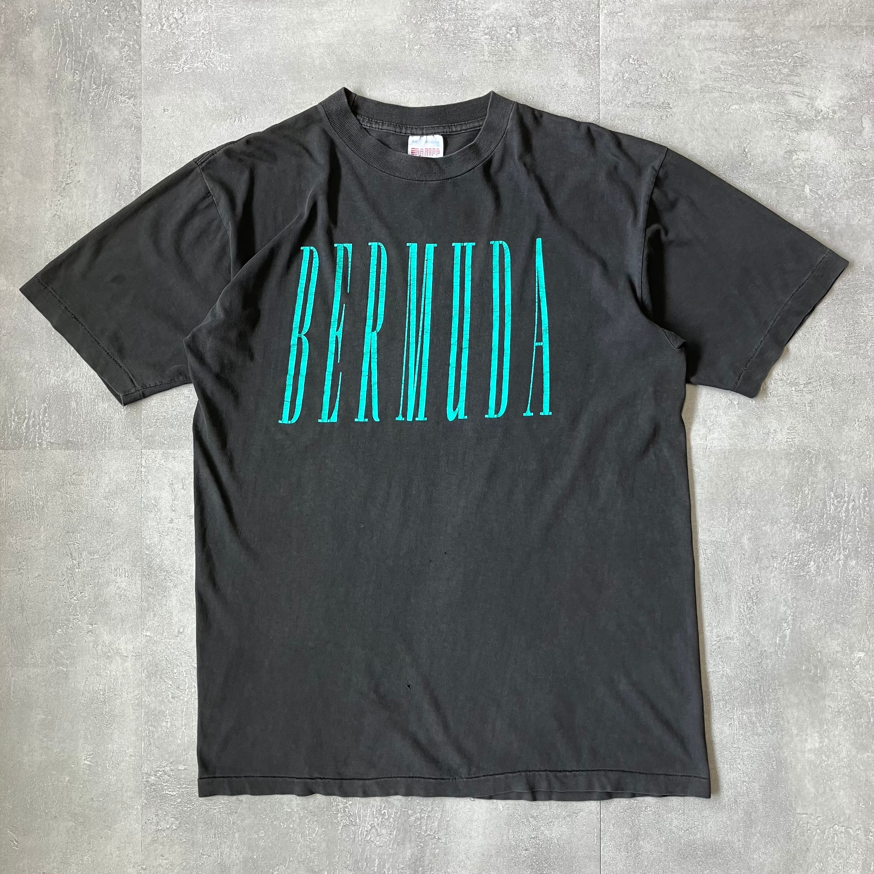 《XXL size》TROPICS BERMUDA バミューダ プリントTシャツ ブラック シングルステッチ No.3320