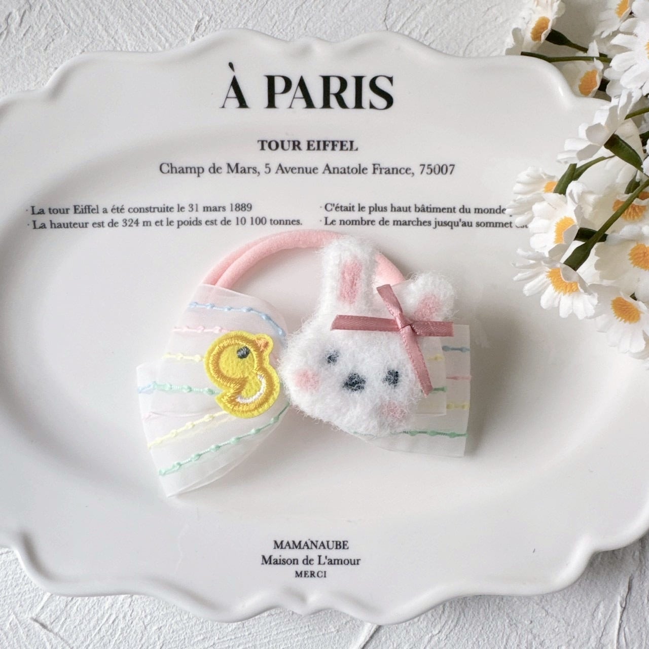 ストライプイースターリボンヘアバンド（後ろ支え付き）