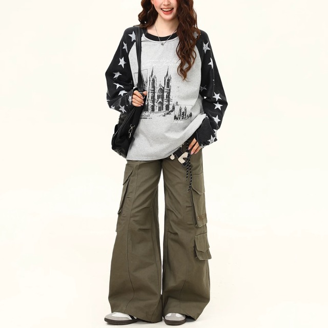 star sleeve castle long tee　スタースリーブキャッスルロングティー　J2177