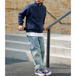 Vintage wash wide straight denim pants 1350