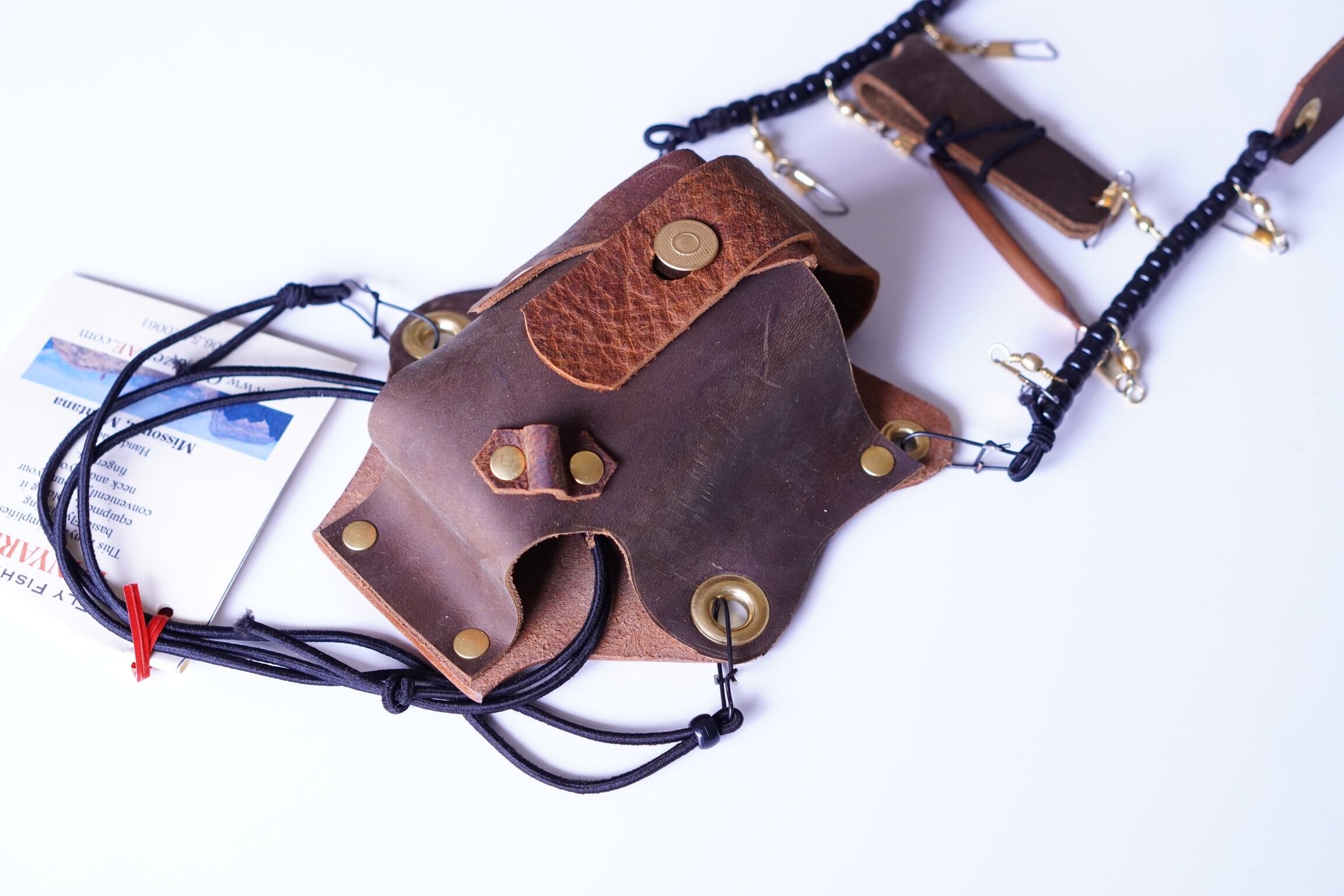 ゴーツェンフライフィッシングレザーランヤードbox ラニヤードサコッシュストラップバッグ Steamriot