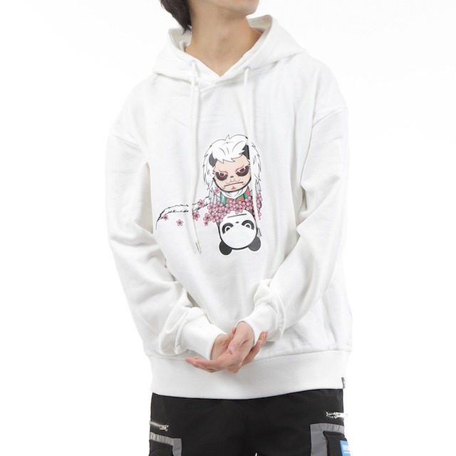 【HIPANDA ハイパンダ】メンズ フーディー スウェット【日本限定】MEN'S KABUKI BIG SIZE HOODIE SWEAT SHIRT / WHITE