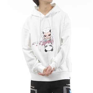 送料無料 【HIPANDA ハイパンダ】メンズ フーディー スウェット【日本限定】MEN'S KABUKI BIG SIZE HOODIE SWEAT SHIRT / WHITE