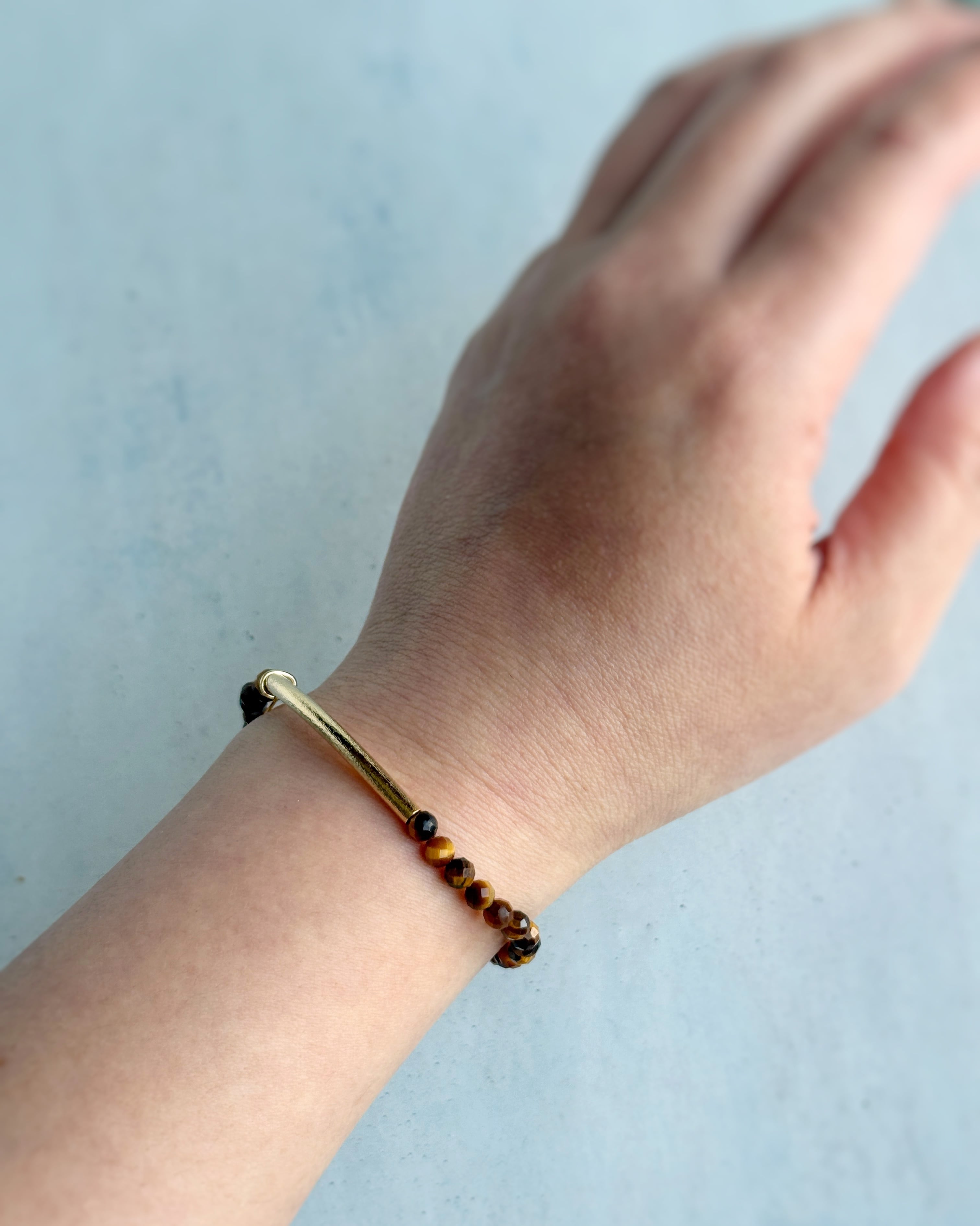 Tube & stone bracelet(タイガーアイ)