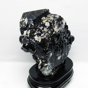 2.6Kg 黒水晶 モリオン 原石 山東省産 台座付属 一点物 191-521