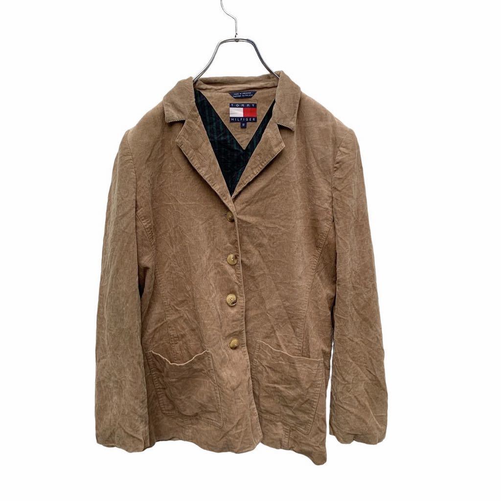 [t406]USA古着トミーヒルフィガーコーデュロイテイラードジャケットブラウン 90s TOMMY HILFIGER コーデュロイ テーラードジャケット 8 トミー