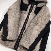 本毛皮 PIA SPORTS ピアスポーツ 毛皮 ラビット ファー 切替 ブルゾン サイズ 5 /ブラック系/メンズ/ライカ