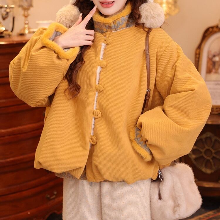 リバーシブルで楽しむ　ふんわりノーカラーボアジャケット　4カラー　YS00210