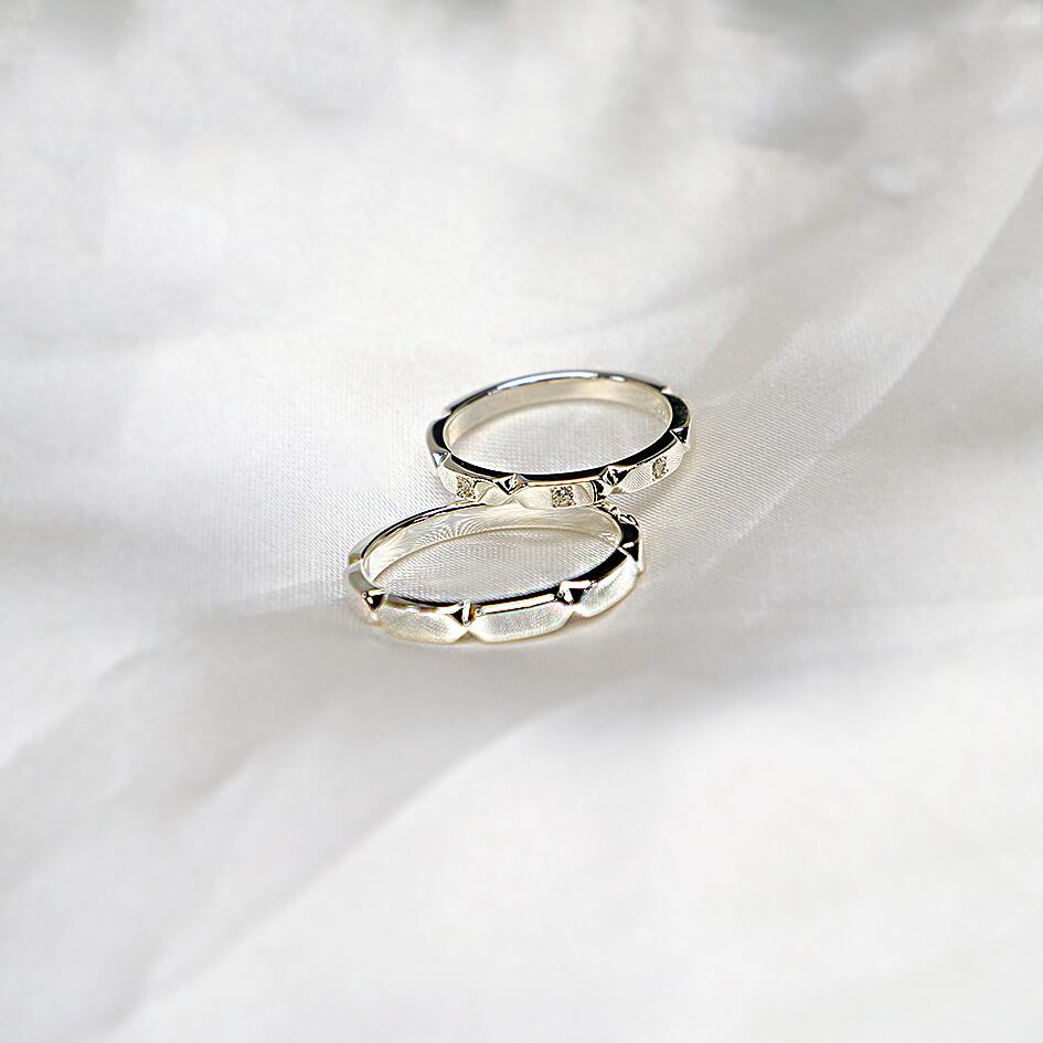 【18金 プラチナ マリッジリング 結婚指輪】K18 Pt950 天然ダイヤモンド 結婚指輪  マリッジリング ペアリング シリーズ040