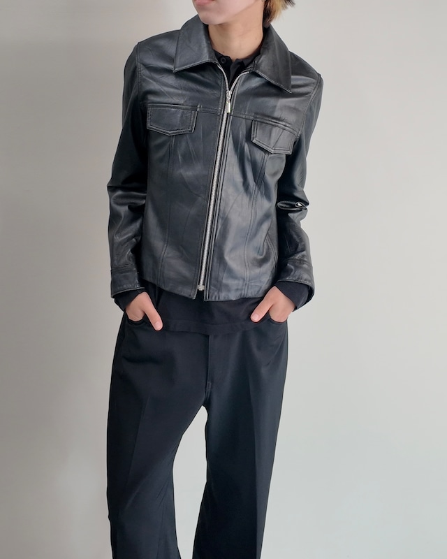 【BALMAIN】zip-up leather tracker jacket