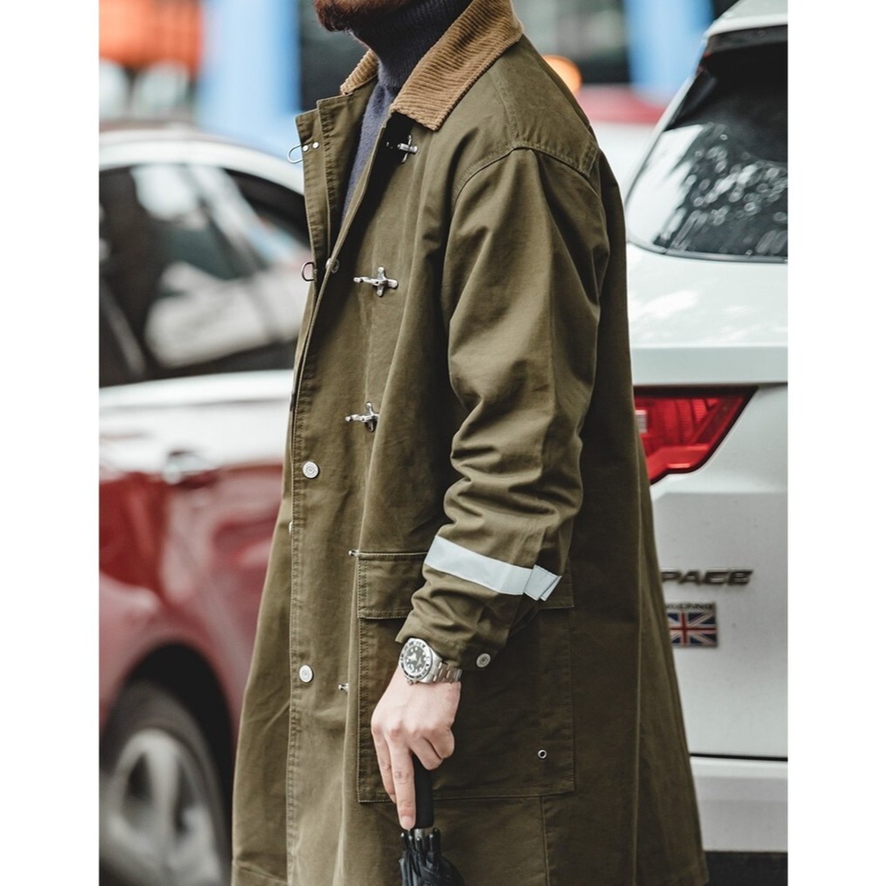 Amy Green Corduroy Collar Coat / アーミーグリーン コーデュロイ カラー コート