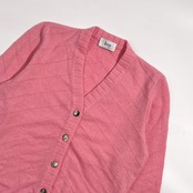 カシミヤ100% イタリア製 Hermille エルミーユ デザインボタン Vネック ニット カーディガン 44/ピンク系 レディース レトロ