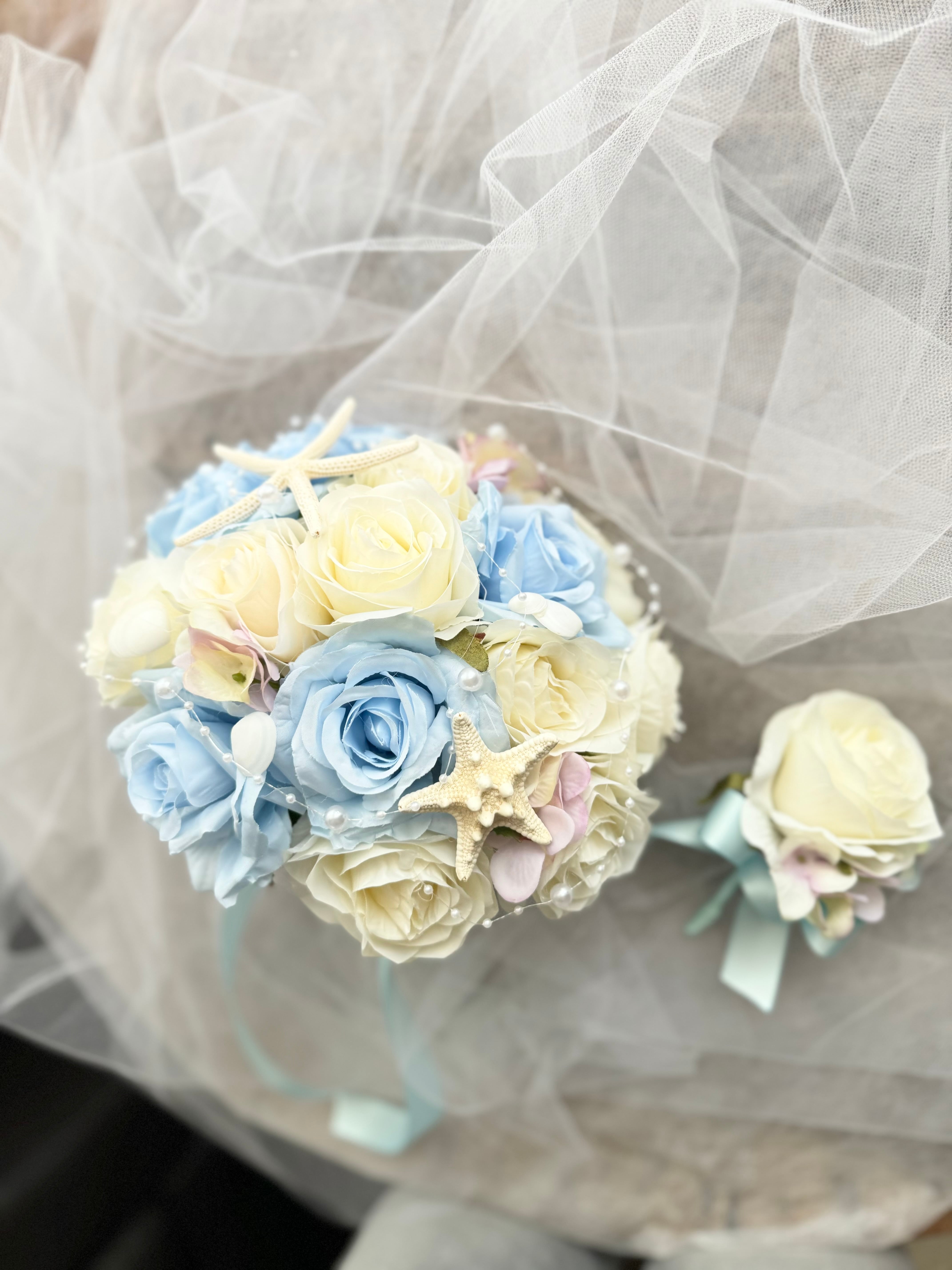 貝殻可愛いラウンドブーケブートニア