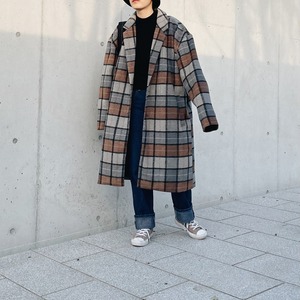 Woolly check chester coat