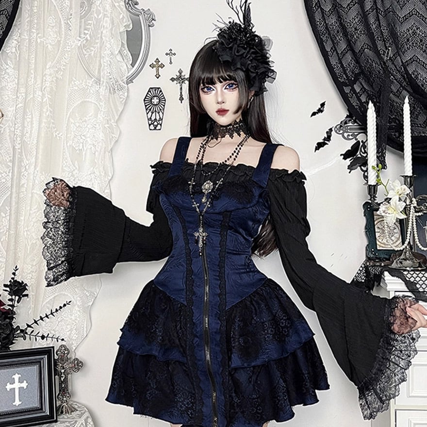 ゴスロリ ジャンパースカート ダーク ネイビー イベント コンカフェ衣装