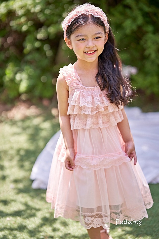 ラスト1 pink5【即納】<PUDDING>  Lace one-piece