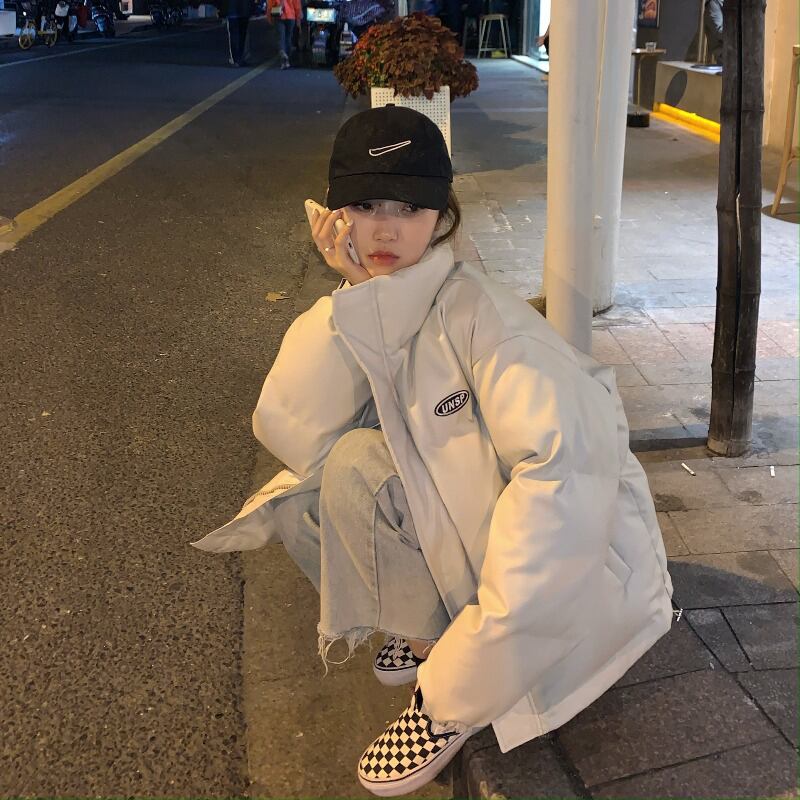 コート ジャケット ルーズスタイルカラーウィンター コットン 冬物 ブラックストロベリース37866368487