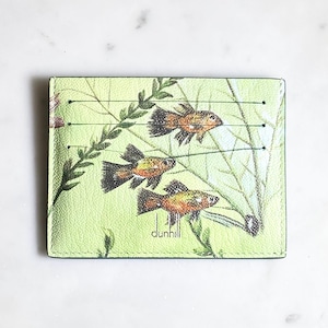 DUNHILL fish print leather card case