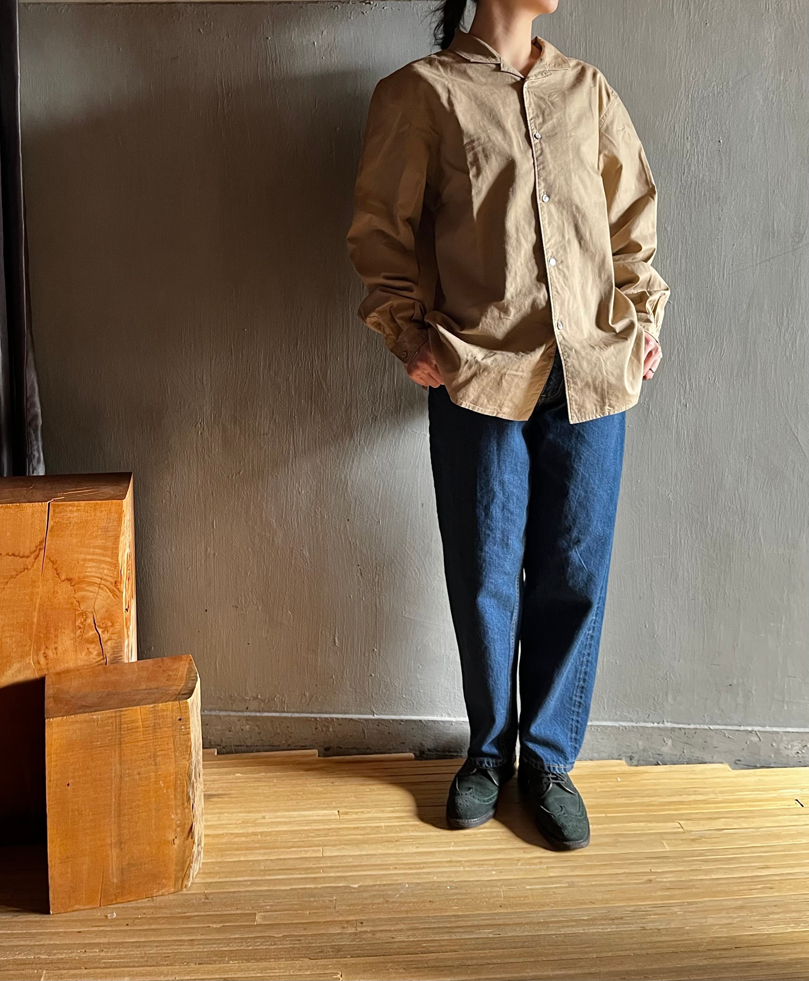 MITTAN｜大麻綿ウェザー開襟シャツ SH-119 薄茶 | CORNER_122