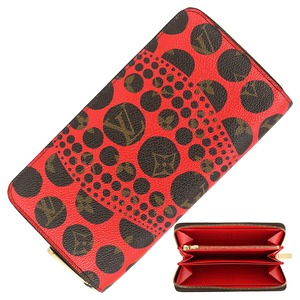 Used LOUIS VUITTON ルイヴィトン 草間彌生 パンプキンドット ジッピーウォレット M60450 ルージュ 長財布